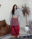 Ellie Layered Check Wrap Skirt