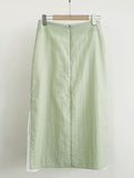 Color Matching Layered Slit Long Skirt