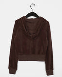 Ziz Velvet Slim Fit Hooded Zip-Up