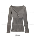 Hina Slim Long Ribbed Button Long Sleeve