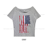 American Vintage Print Off Shoulder Short Sleeve