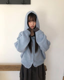 Lyle Mohair Hooded Knit Cardigan