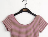 Rachyu  Vintage Stripe Slim Short Sleeve T-shirt