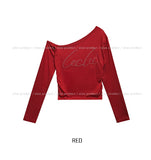 Sally Cubic Shirring Unbalanced Shoulder Long Sleeve