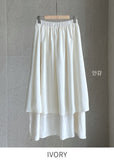 [Two-piece set] Lydia Belt Strap Linen Tee Blouse Banding Flare Skirt