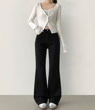 Fall Span Banding Semi Bootcut Cotton Pants