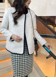 Snowing Color Matching Boucle Double Half Jacket