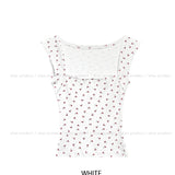 Cherry ribbed square crop top