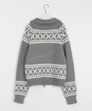 Dimoi Two Way Collar Nordic Knit Zip-Up Cardigan