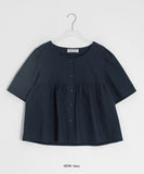 [BAONHAUS] Fahin Linen Frill Short Sleeve Blouse