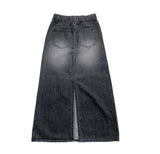 Luxe Black Wash Denim Long Skirt