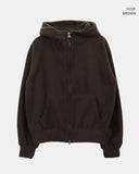Inu fleece high-neck two-way hooded zip-up