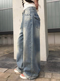 Nuhi Vintage Washing Back Pocket Denim Pants