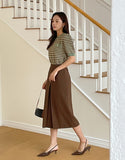 Gret Pintuck Slit Long Skirt