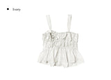 Fearin Shirring Sleeveless Ribbon Blouse