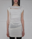 Asymmetrical Draped Strap Roll-Up Dress