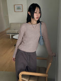 Real Wool Mute Alpaca Ribbed Long Sleeve Knit