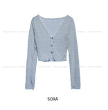 Tease See-Through Wrinkle Crop Cardigan