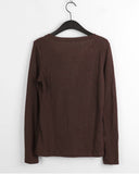 Toot lace layered button ribbed long sleeve knit