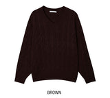 [U-BASIC] Hina V-neck Cable Knit