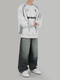 blue gray wide jeans