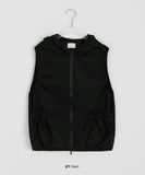 Teiki two-way pocket shirring color matching hood vest