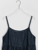 Coinzy Denim Shirring Sleeveless Long One Piece