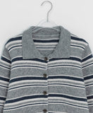 Tamen Stripe Collar Knit Cardigan