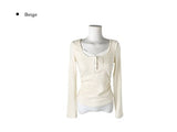 Sojin Lace Shirring Button T-Shirt