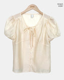 Heres Back Ribbon Puff Blouse