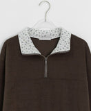 Kedon Flower Color Matching Fleece Sweatshirt