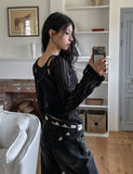 Cross Back Silt See-Through Knit