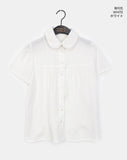 Terrine round collar lace puff short sleeve blouse
