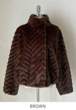 Lumare High-Neck Eco Fur Mink Short Jacket