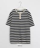 [unisex] Hemda Stripe Over Short Sleeve Tee