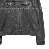 Curved neck denim jacket