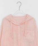 Modent Stripe Check Hood Long Sleeve Shirt