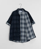 [Unisex] Mebut Roll-Up Check Over Short Sleeve Shirt