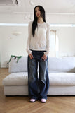 Incision line wide denim