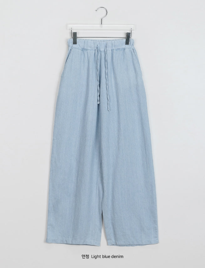 【BAON】Nenbi banding wide denim pants BAON (バオン) - ネンビバンディングワイドデニムパンツ / Nenbi