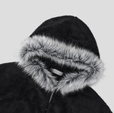 Fame Fleece Raccoon Fur Hooded Zip-Up
