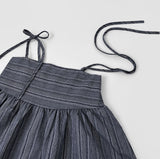 Striped flare string sleeveless wide banding pants two-piece