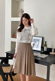 All-Grit Check Unbalanced Pleated Banding Skirt