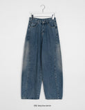Pemeon cut washed wide denim pants