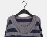 Yanky Stripe Deep U-Neck Layered Knitwear