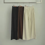 Corduroy Wool Pin Tuck Wide Banding Pants