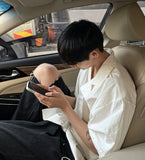 Linen s s open collar short sleeve shirt