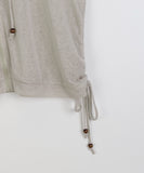 Nenti Linen Wood Beads Strap Shirring Hood Zip-up