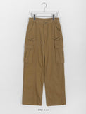 Sren Pintuck Cotton Cargo Wide Pants