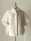 Meryl Eco Fur Mink Short Sleeve Cape Jacket (Belt Set)